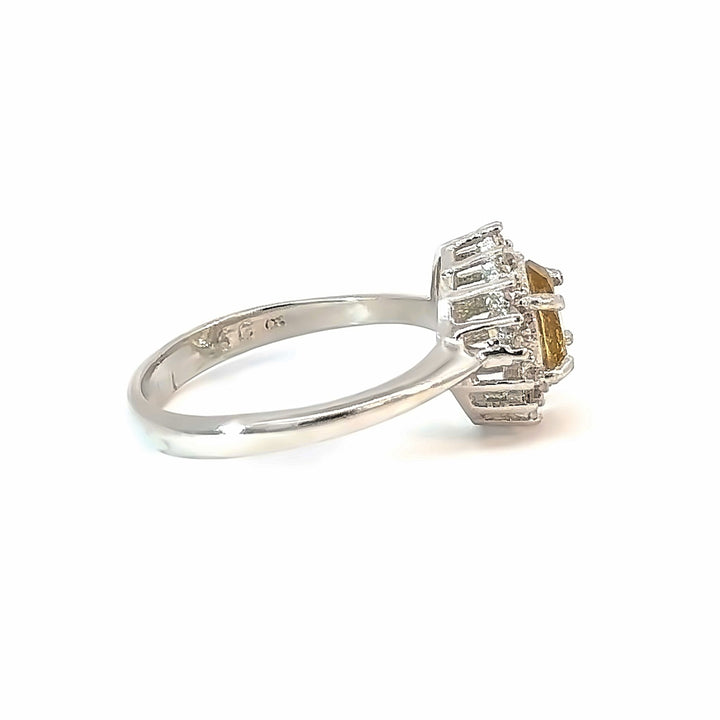 Citrine Elegance with Cubic Zirconia Sterling Silver Ring | Size 8.5 (US)