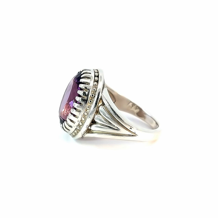 Amethyst Round Bliss Gemstone Sterling Silver Women Ring | US Size 9.5