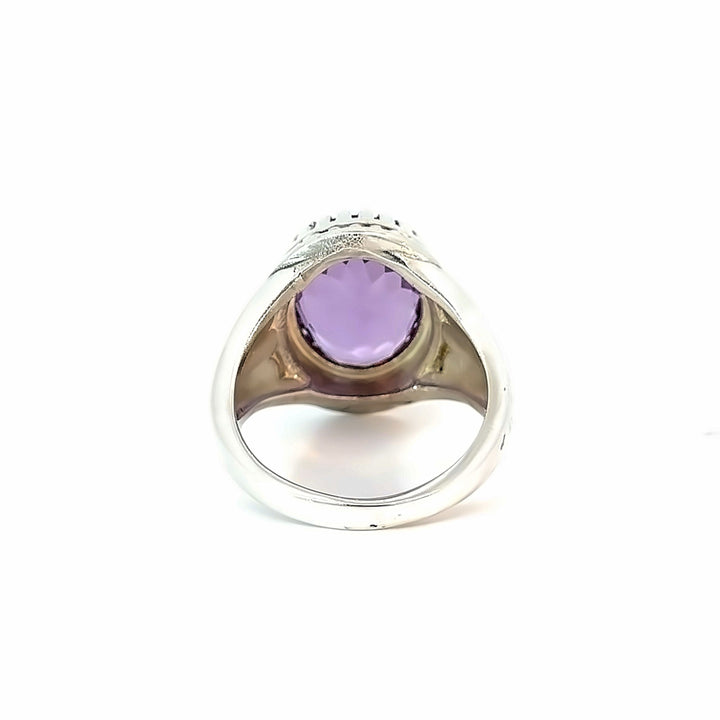 Amethyst Round Bliss Gemstone Sterling Silver Women Ring | US Size 9.5