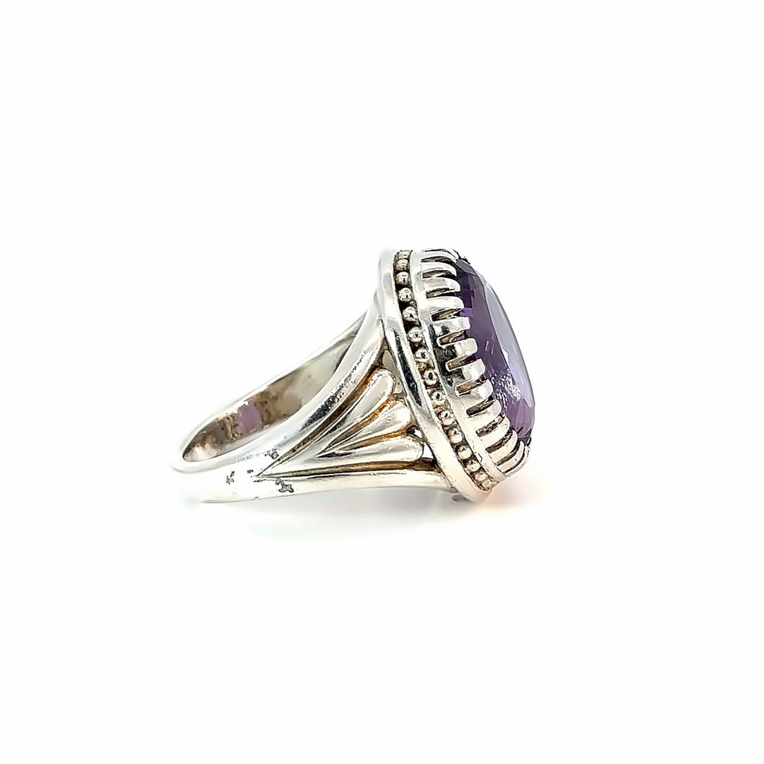 Amethyst Round Bliss Gemstone Sterling Silver Women Ring | US Size 9.5