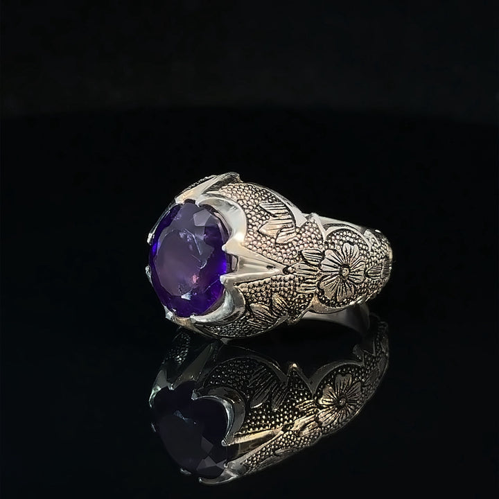 Mystic Oasis Amethyst Sterling Silver Women Ring | US Size 10