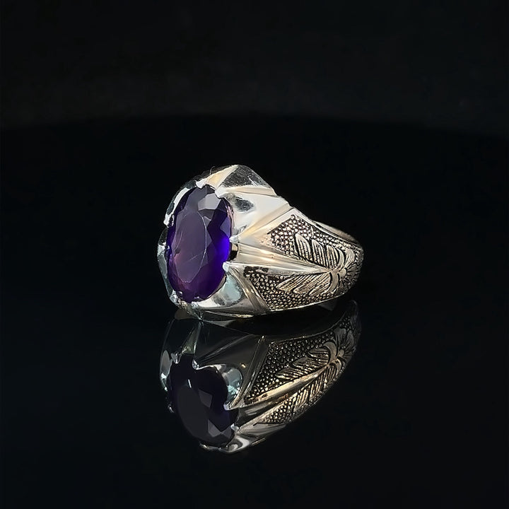 Persian Elegance Amethyst Sterling Silver Women Ring | US Size 11