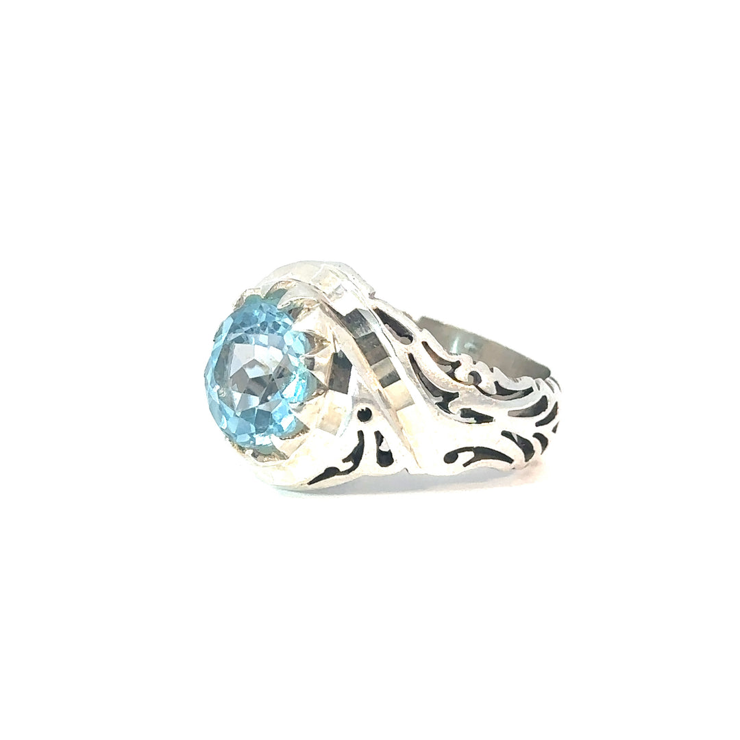 Mythical Waters Aquamarine Men’s Sterling Silver Ring | US Size 10.5