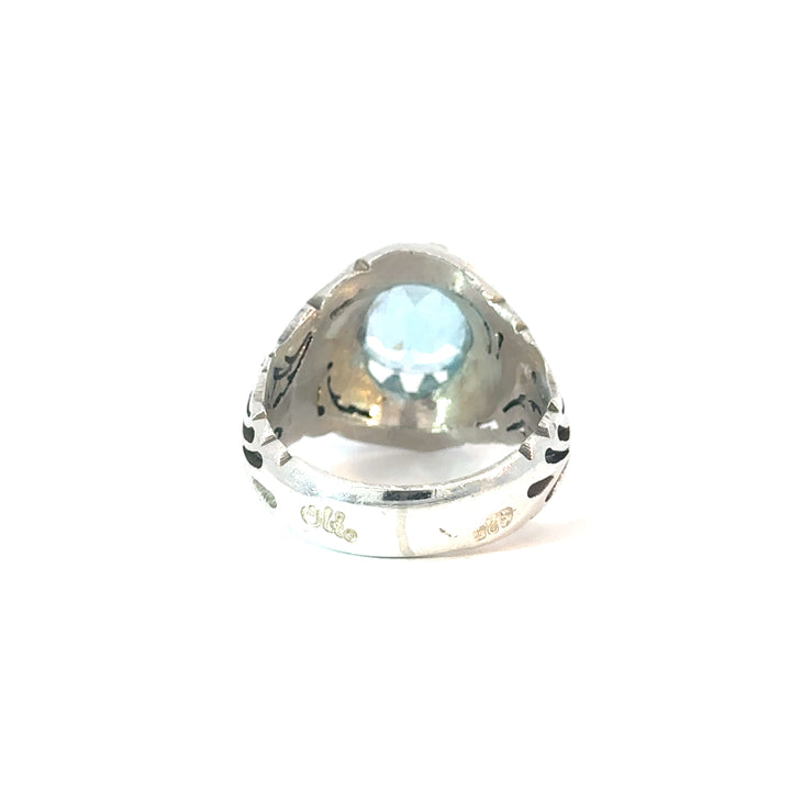 Mythical Waters Aquamarine Men’s Sterling Silver Ring | US Size 10.5