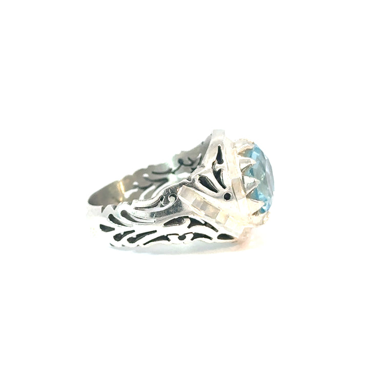 Mythical Waters Aquamarine Men’s Sterling Silver Ring | US Size 10.5