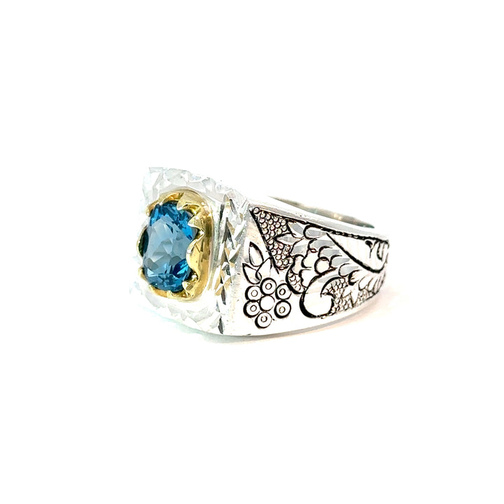 Persian Sky Topaz Sterling Silver Men Ring | US Size 10