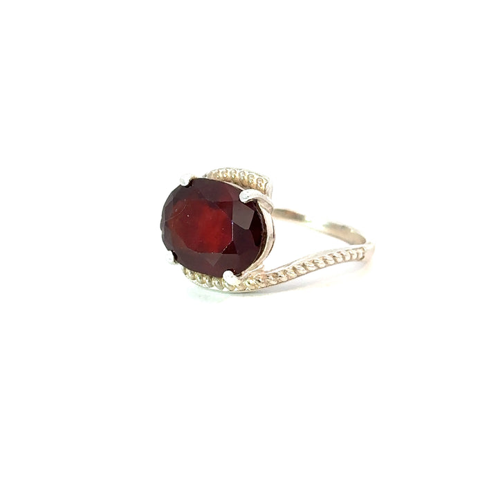 Timeless Garnet Solitaire Sterling Silver Women Ring | US Size 8