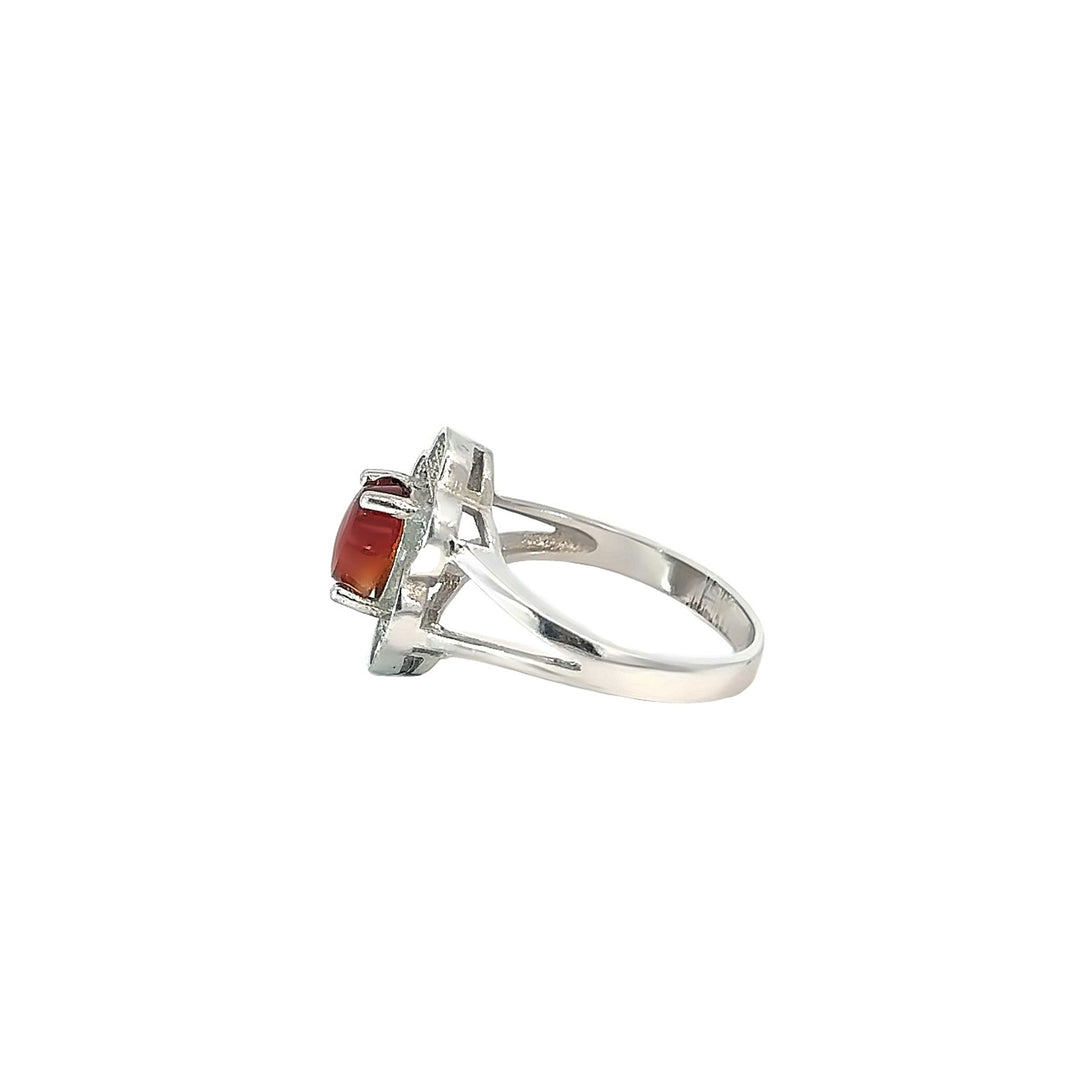 Yemeni Bloom Aqeeq Cubic Zirconia Sterling Silver Women Ring