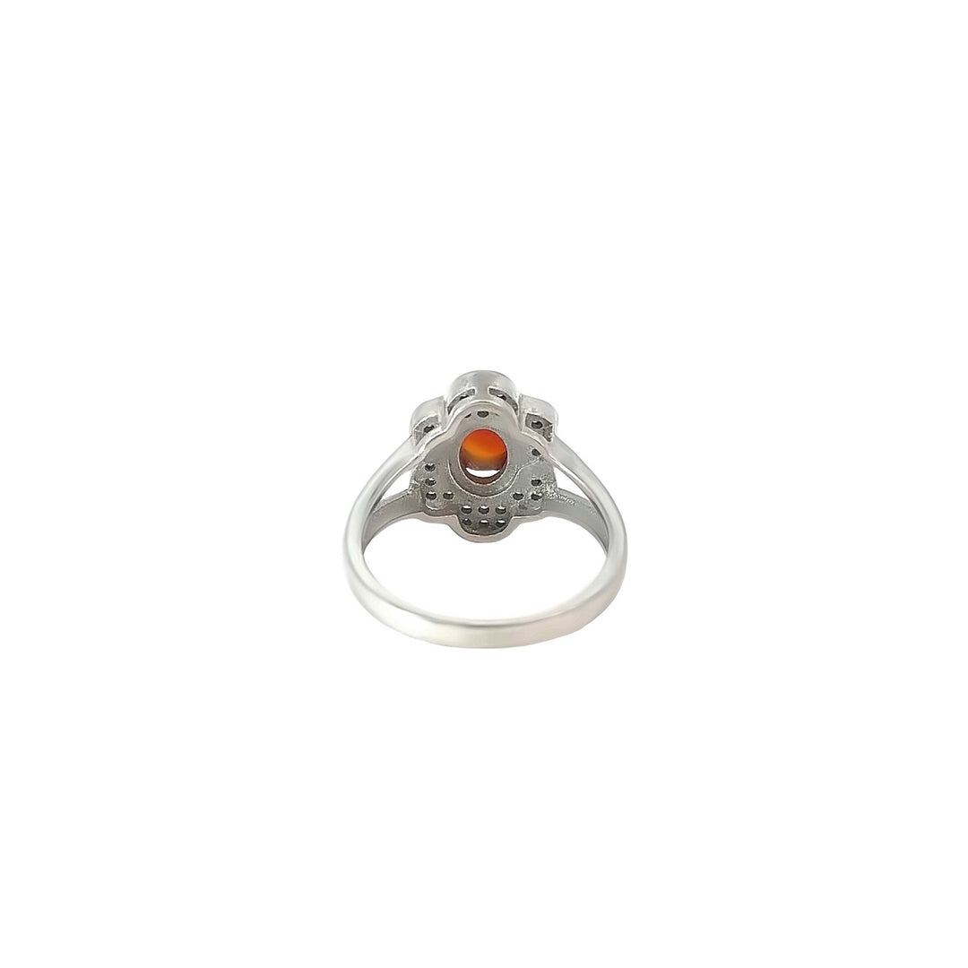 Yemeni Bloom Aqeeq Cubic Zirconia Sterling Silver Women Ring