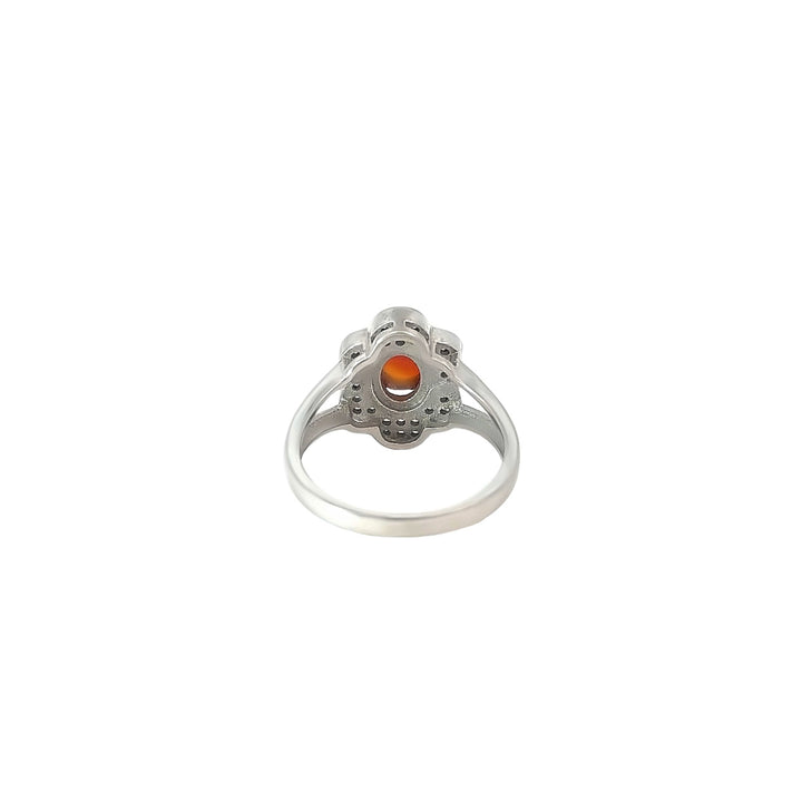 Yemeni Bloom Aqeeq Cubic Zirconia Sterling Silver Women Ring