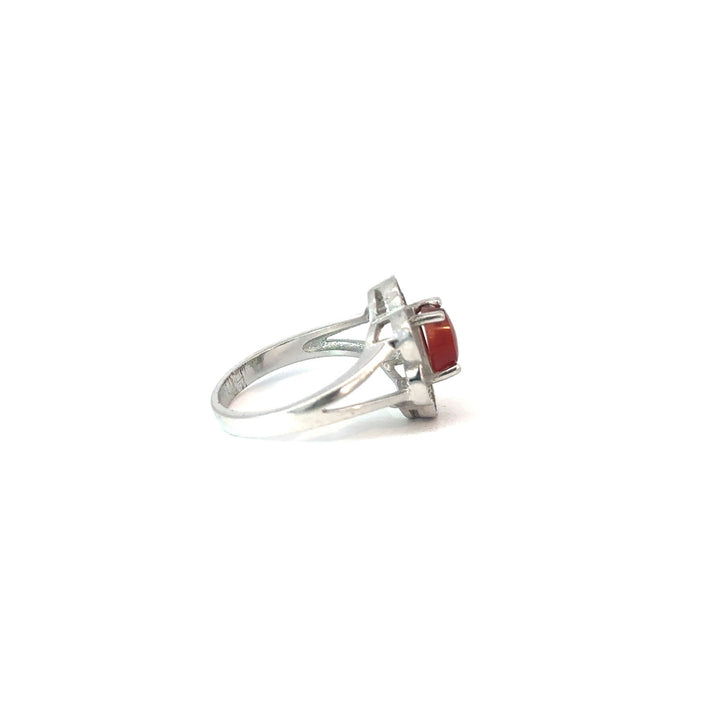 Yemeni Bloom Aqeeq Cubic Zirconia Sterling Silver Women Ring