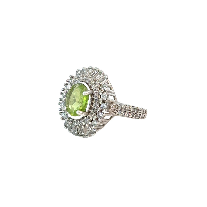 Royal Peridot Cubic Zirconia Sterling Silver Women Ring | US Size 6.25