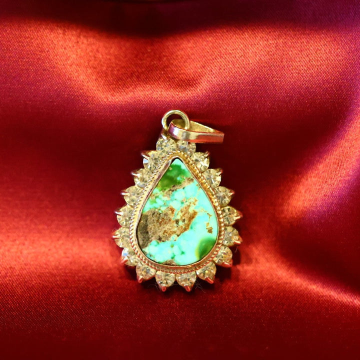 Ocean Mist Turquoise (Feroza) Zirconia Sterling Silver Pendant