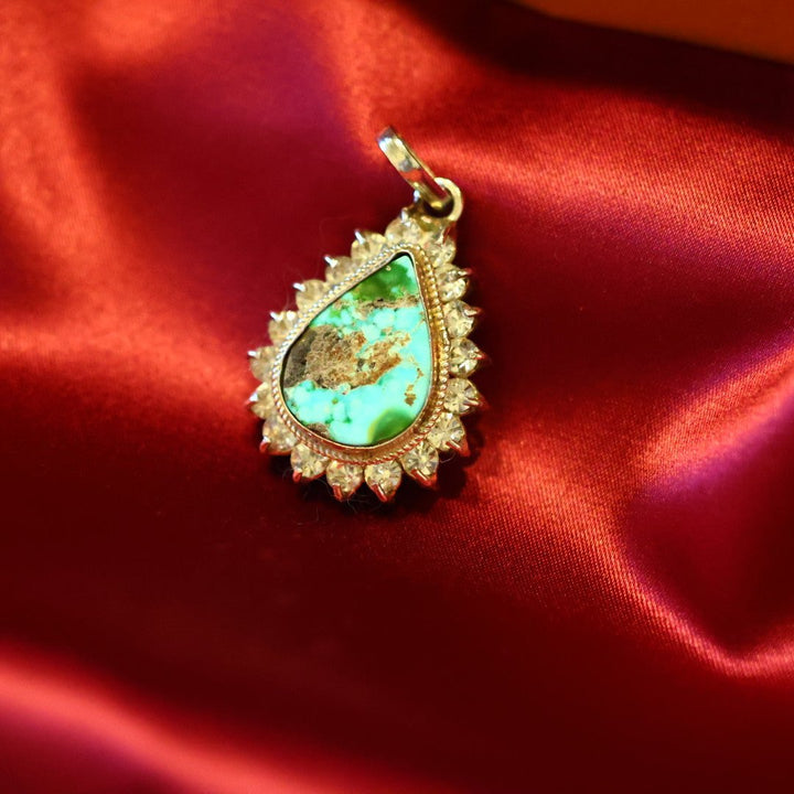 Ocean Mist Turquoise (Feroza) Zirconia Sterling Silver Pendant