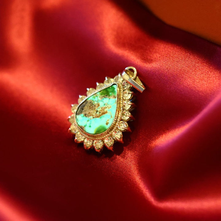 Ocean Mist Turquoise (Feroza) Zirconia Sterling Silver Pendant