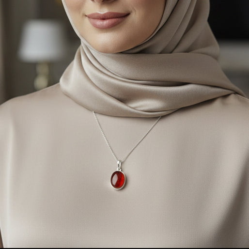 Nar Al Rooh Yemeni Aqeeq Sterling Silver Pendant