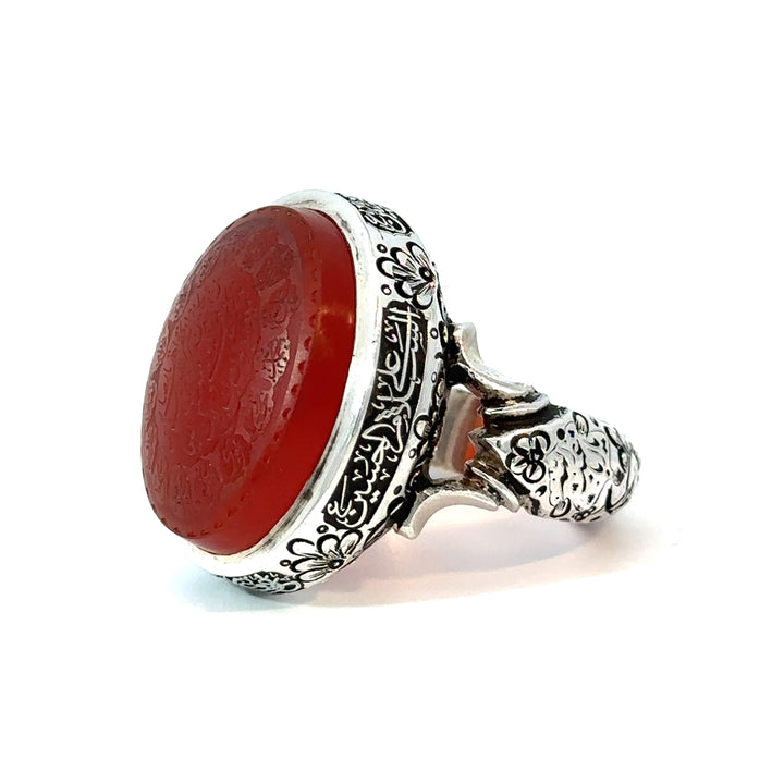 Khorasani Aqeeq Sterling Silver Ring | US Size 10.5