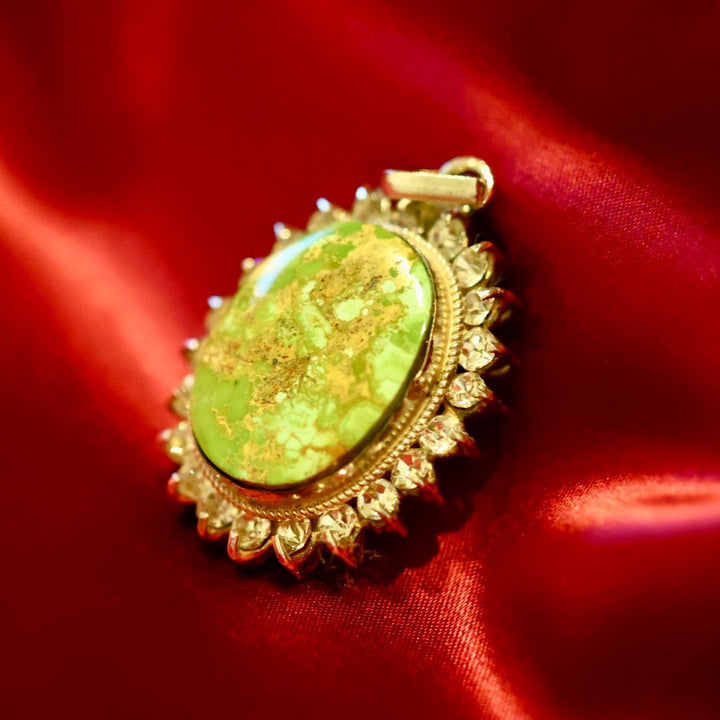 Turquoise (Feroza) Circle Zirconia Sterling Silver Pendant