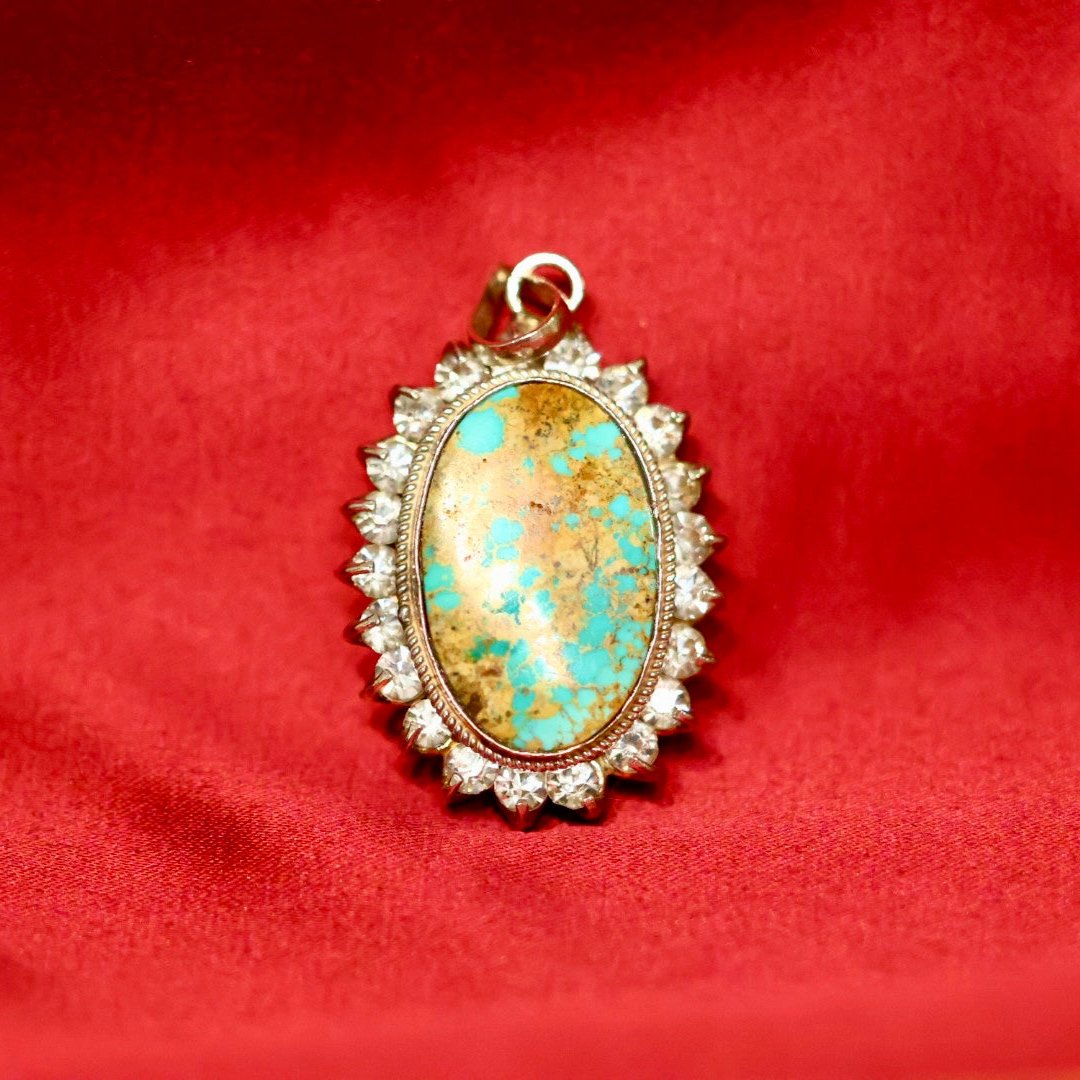 Aurora Veil Turquoise Zirconia Sterling Silver Pendant