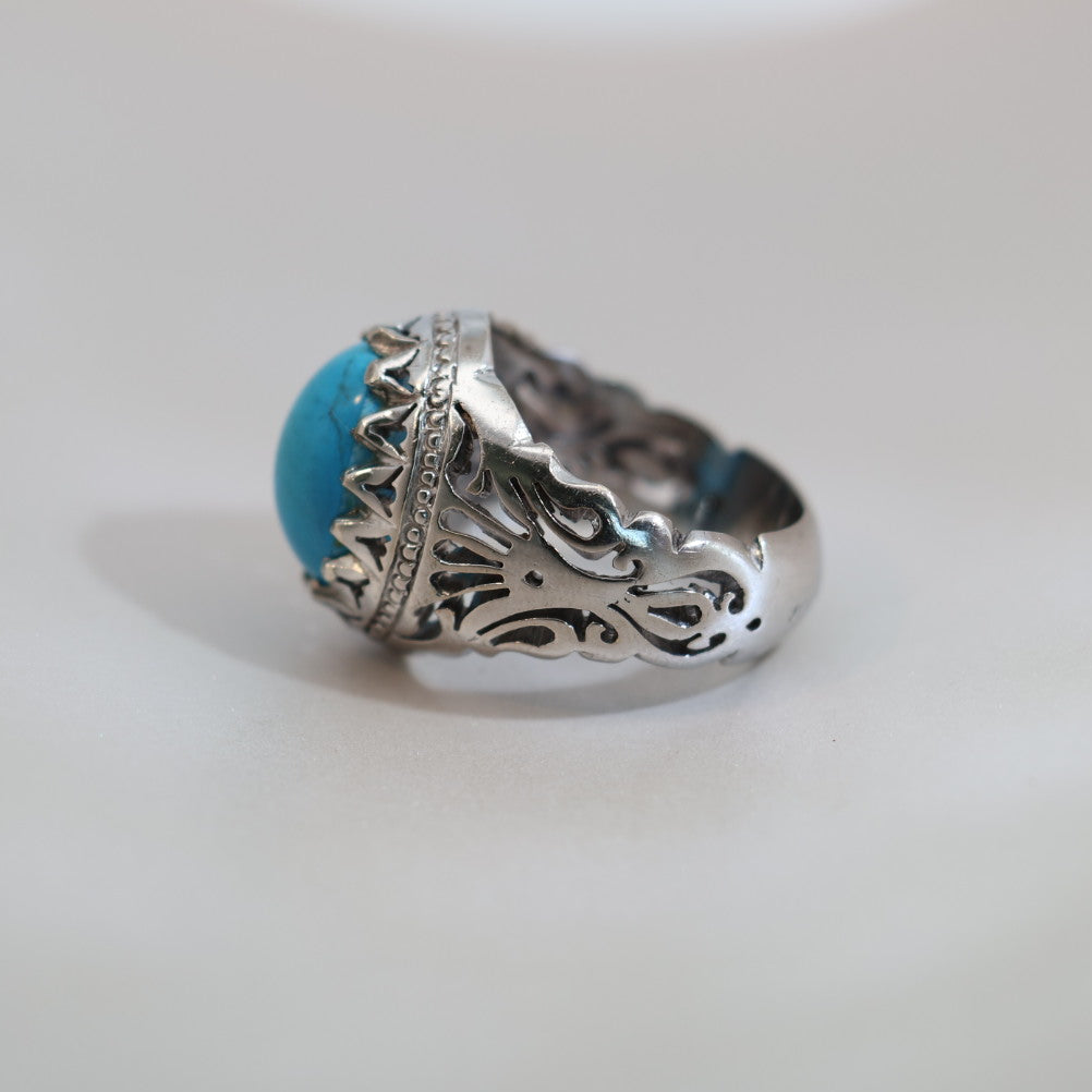 Azrak Al Noor Neyshabur Turquoise (Feroza) Sterling Silver Ring