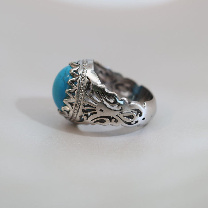 Azrak Al Noor Neyshabur Turquoise (Feroza) Sterling Silver Ring