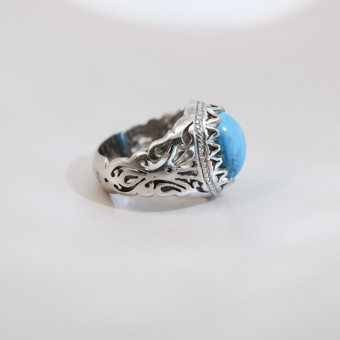 Azrak Al Noor Neyshabur Turquoise (Feroza) Sterling Silver Ring