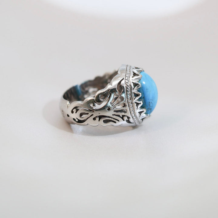 Azrak Al Noor Neyshabur Turquoise (Feroza) Sterling Silver Ring