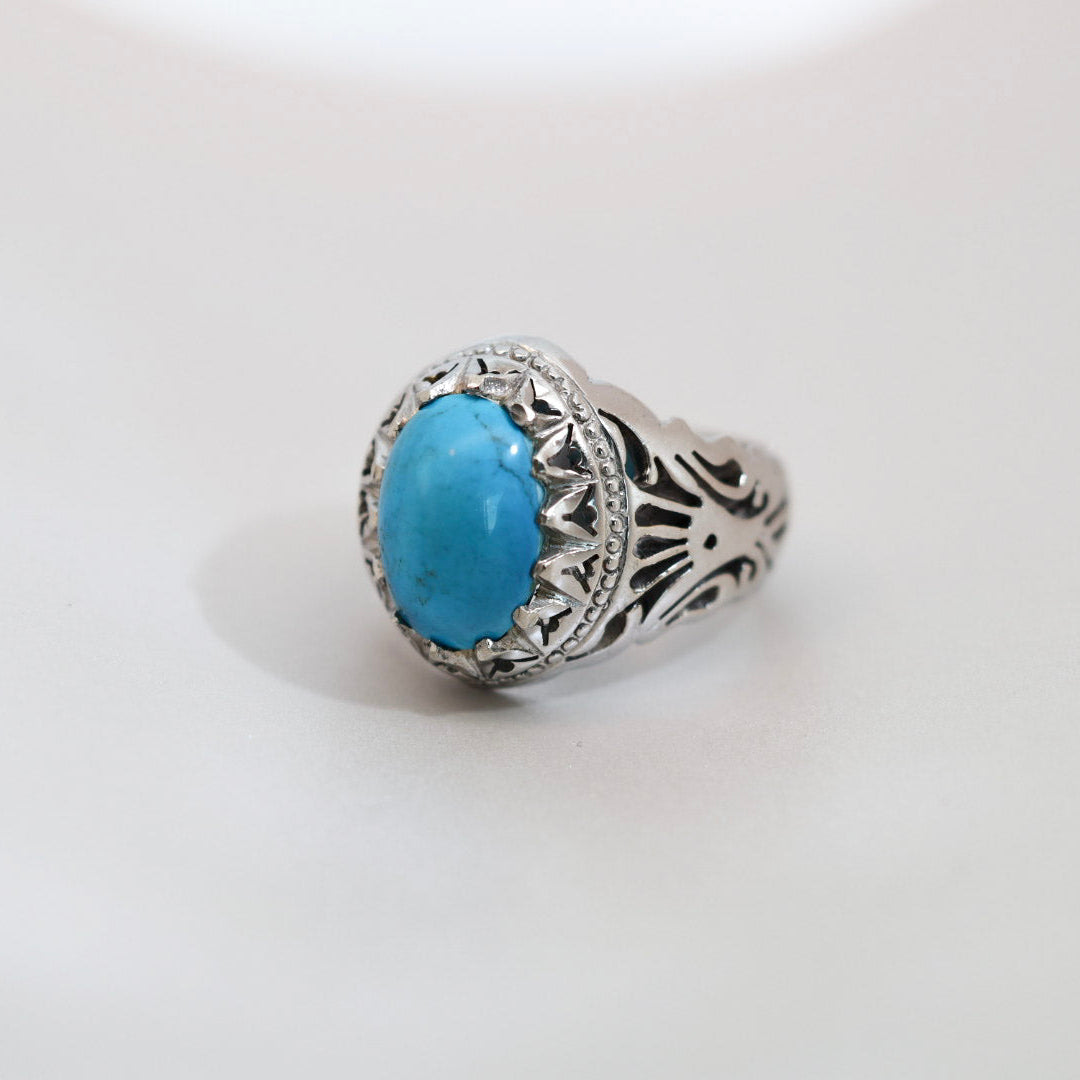 Azrak Al Noor Neyshabur Turquoise (Feroza) Sterling Silver Ring