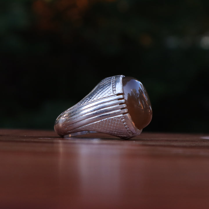 Al Dhahab Al Arabi Yemeni Aqeeq Sterling Silver Ring