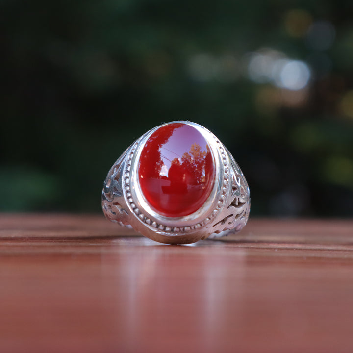 Nour Al Shams Yemeni Aqeeq Sterling Silver Ring