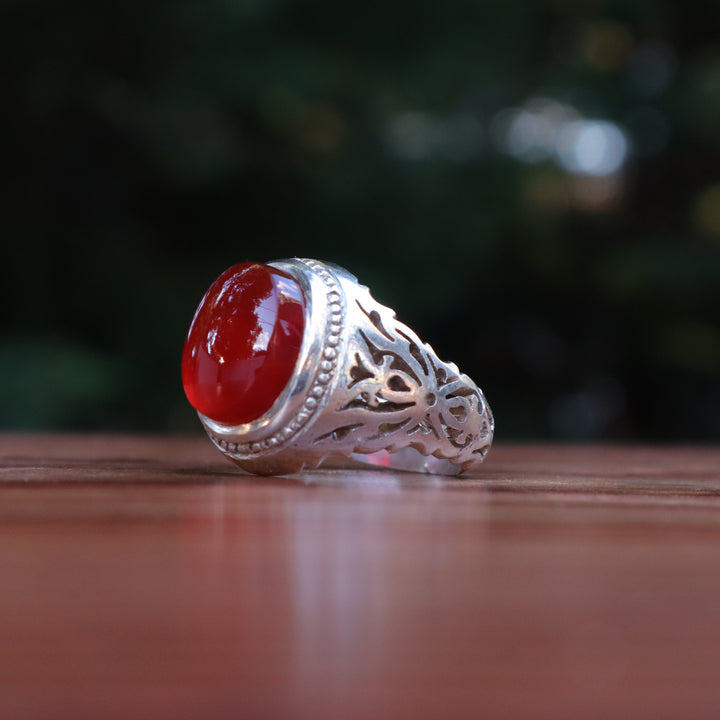 Nour Al Shams Yemeni Aqeeq Sterling Silver Ring