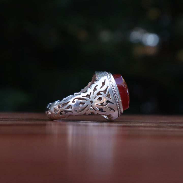 Nour Al Shams Yemeni Aqeeq Sterling Silver Ring