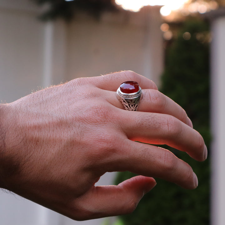 Nour Al Shams Yemeni Aqeeq Sterling Silver Ring