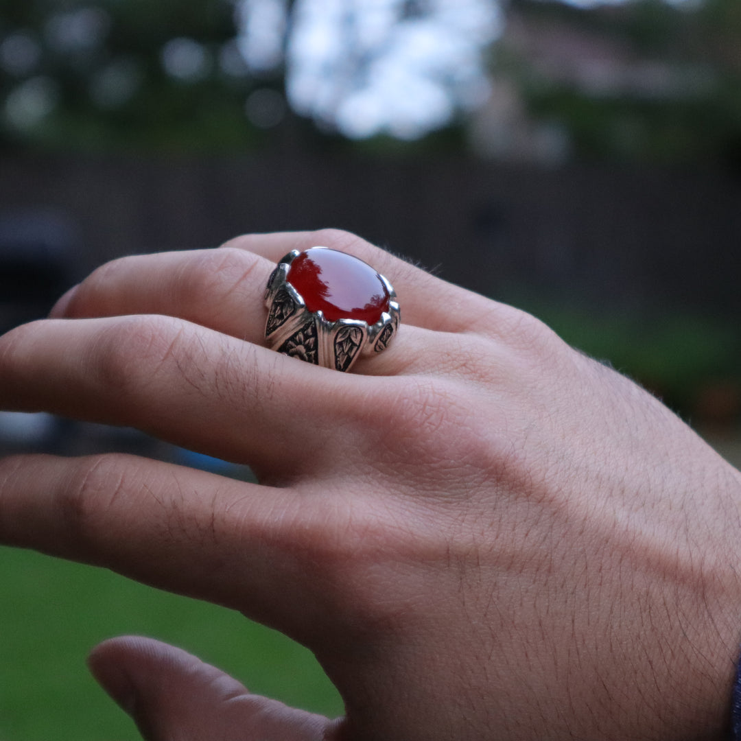 Malikat al-Yaman Yemeni Aqeeq (Agate) Sterling Silver Ring