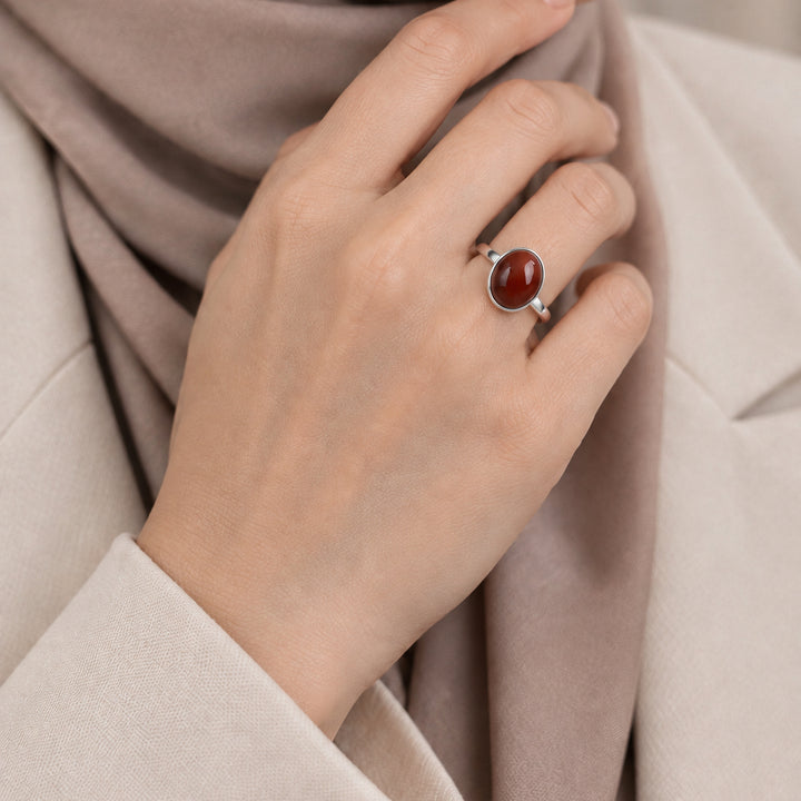 Waqur Yemeni Aqeeq Sterling Silver Ring