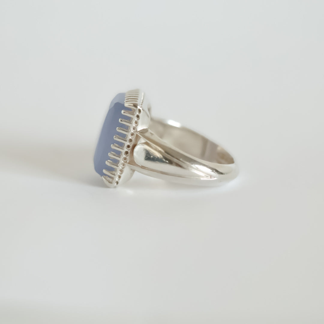 Qamarayn Al Basirah Yemeni Aqeeq Sterling Silver Ring