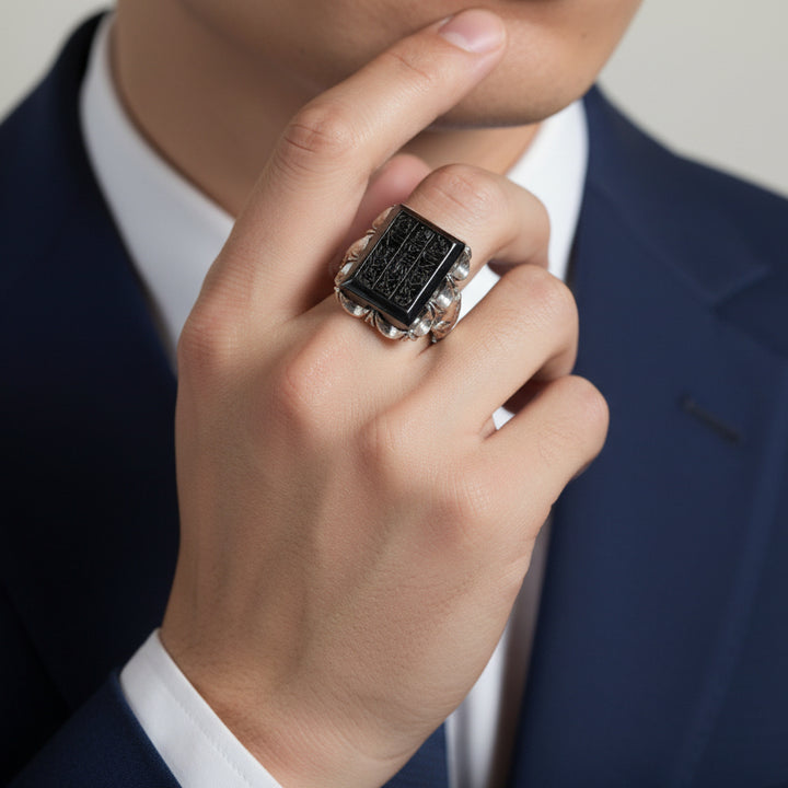 Rusukh Al-Jalal Hadeed Cheeni Sterling Silver Ring