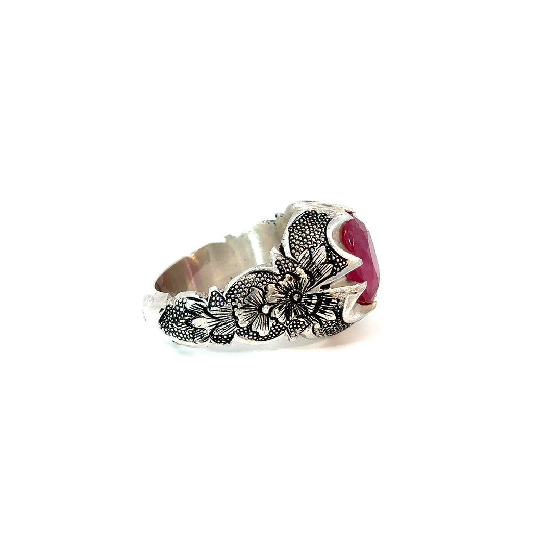 Harmony in Ruby Oval Shape Sterling Silver Ring | US Size 10