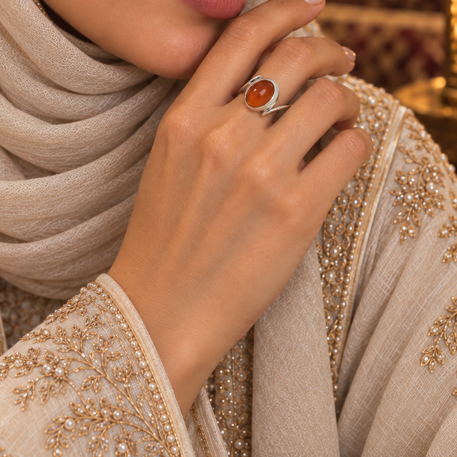 Saylan Yemeni Aqeeq Sterling Silver Ring