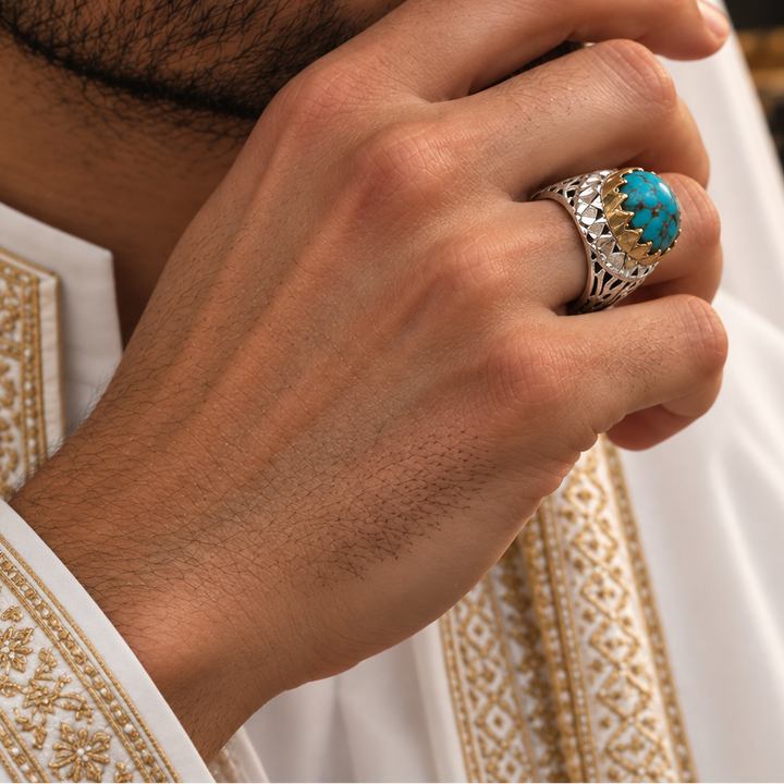 Shamseh Neyshabur Turquoise Sterling Silver Ring