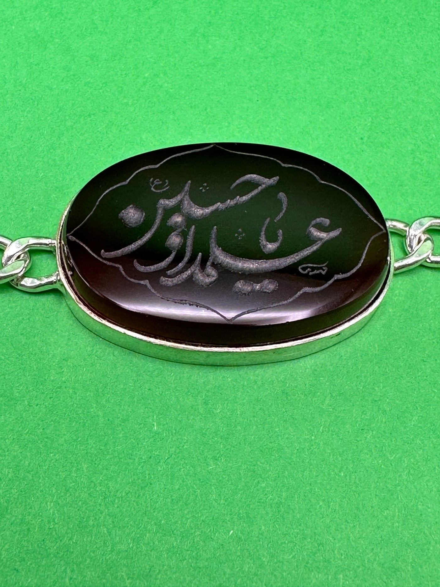 Khorasani Aqeeq Engraved Bracelet Sterling Silver