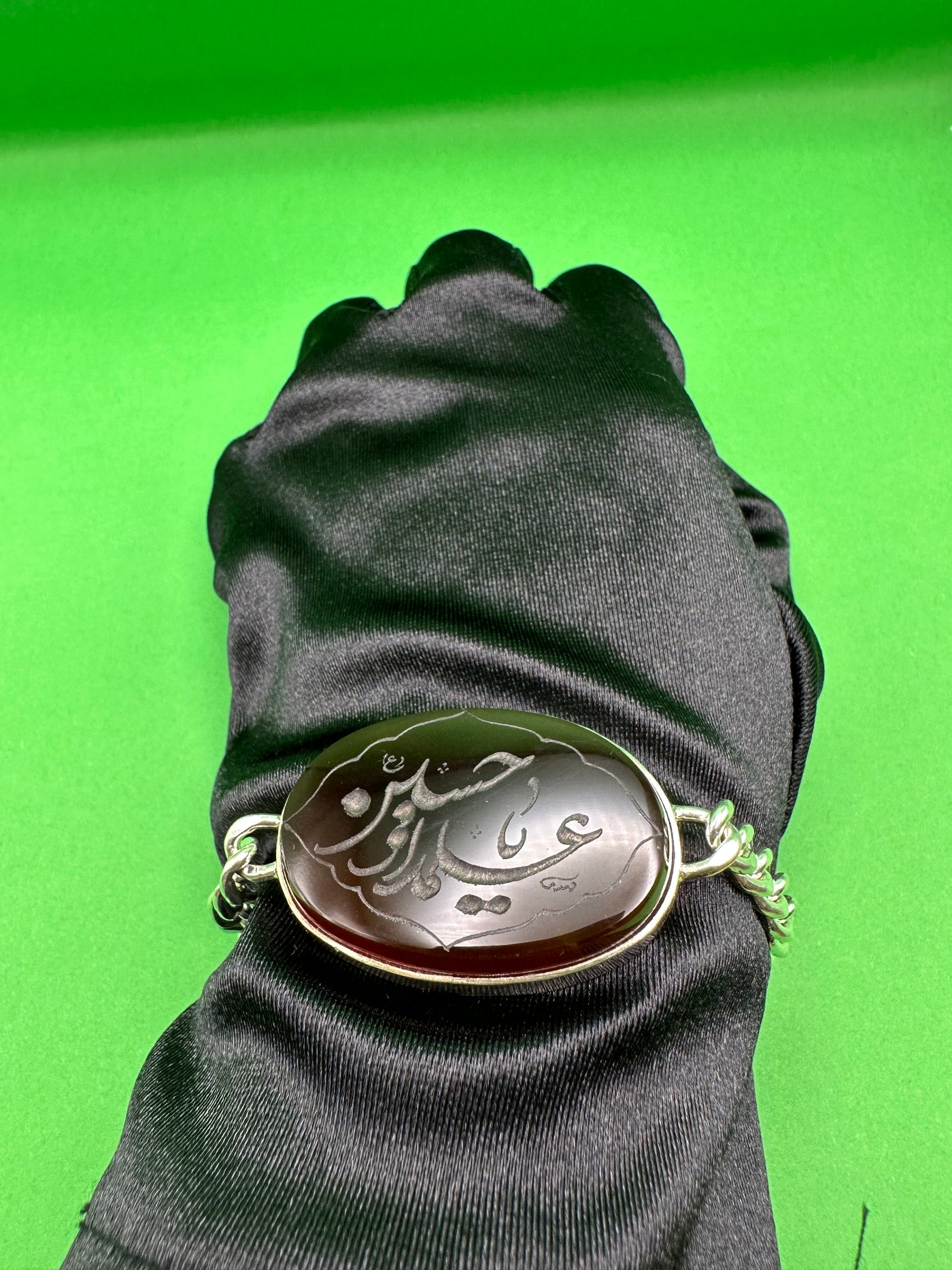 Khorasani Aqeeq Engraved Bracelet Sterling Silver