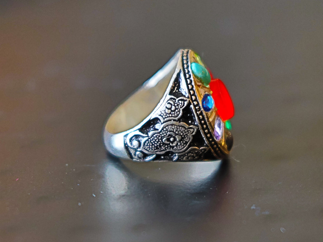 Wisdom Ring | Men's 9 Gemstone Sterling Silver Ring
