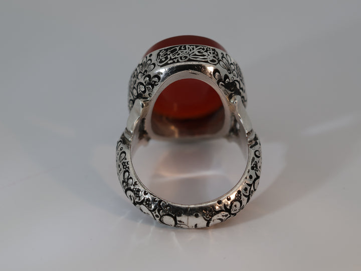 Khorasani Aqeeq Sterling Silver Ring | US Size 10.5