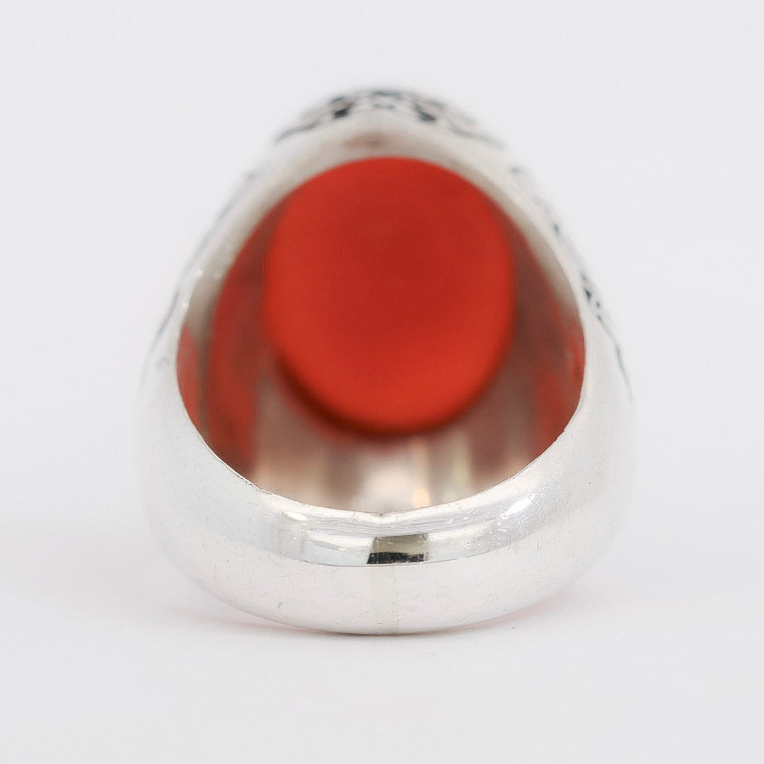 Asad Al Iman Yemeni Aqeeq (Agate) Sterling Silver Ring