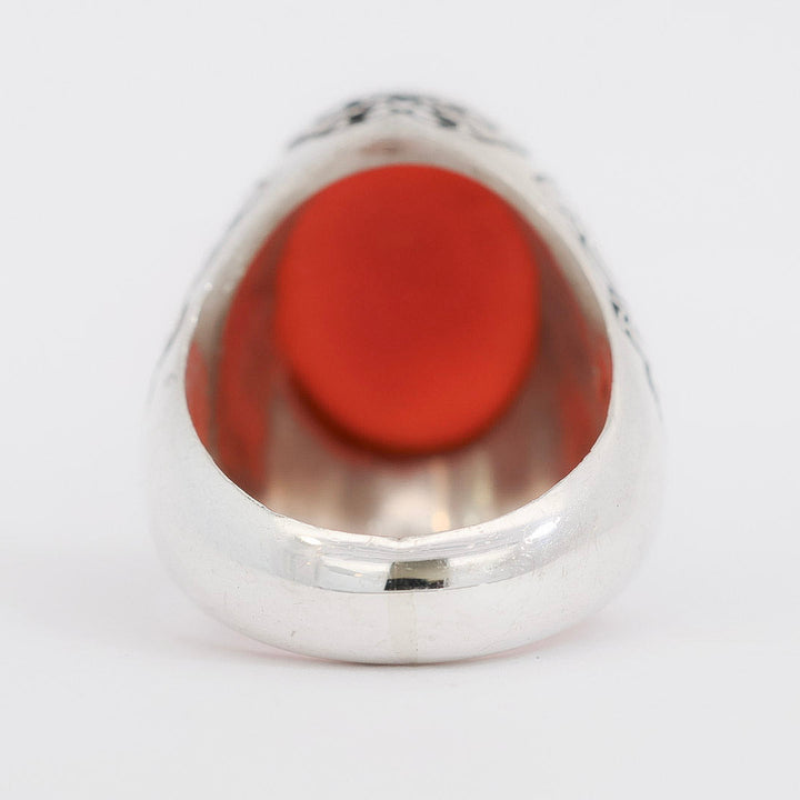 Asad Al Iman Yemeni Aqeeq (Agate) Sterling Silver Ring