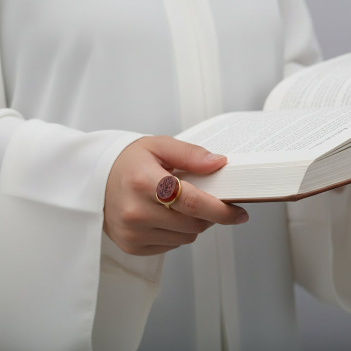 Ya Muwafiq Yemeni Aqeeq Sterling Silver Ring