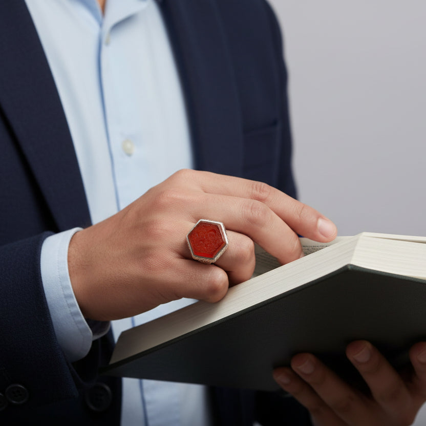 Zahfaran Al-Najda Yemeni Aqeeq Sterling Silver Ring