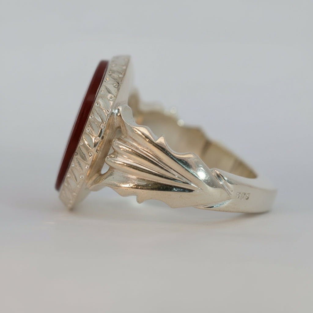 Safinat Al-Hussein Yemeni Aqeeq Sterling Silver Ring