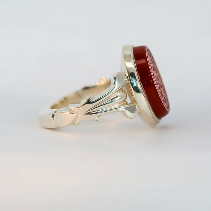 Sarj Al-Zuhur Yemeni Aqeeq Sterling Silver Ring